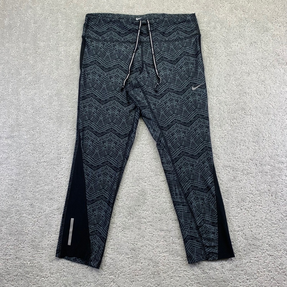 Nike Dri Fit Running Crop Leggings Womens Medium Geometric‎ Athletic Pants